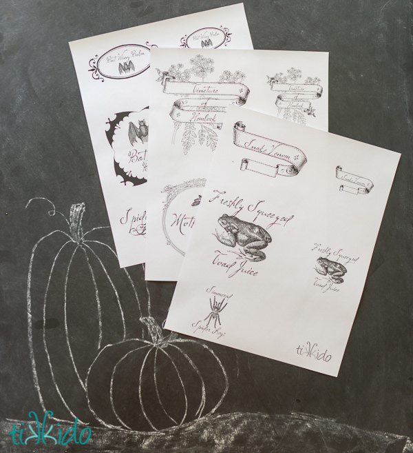 Free Halloween Printables - jar labels - List by Press Print Party!