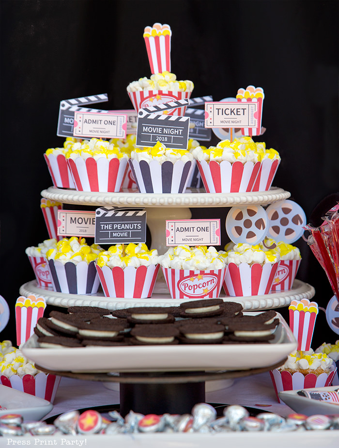 Movie night tiered cupcakes - Press Print Party!