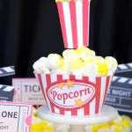 Popcorn cupcake with popcorn wrapper and popcorn box topper. - Press Print Party!
