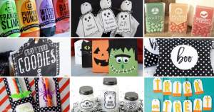 Collage of free halloween printables