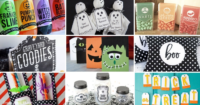 Collage of free halloween printables