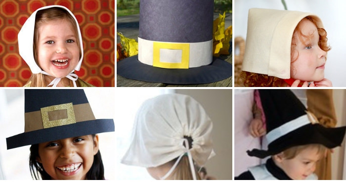 Collage of 6 pilgrim hat templates - Press Print Party!