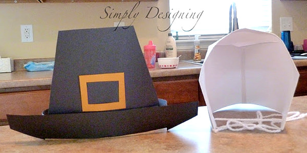 Paper pilgrim hat and bonnet with free printable template