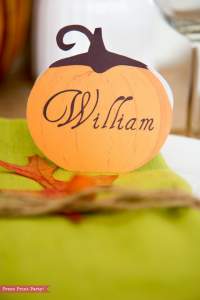 Thanksgiving Place Cards Printable (Pumpkin) - Press Print Party!