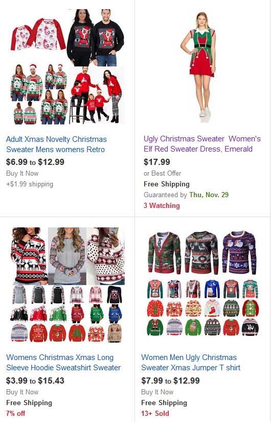 eBay ugly Christmas Sweaters. 