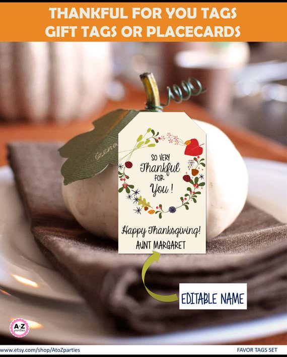 Printable Thanksgiving place card holders editable text Etsy