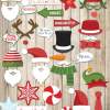 37 Christmas Photo Booth Props Printable with editable sign- Santa Beards, hat, elf hat, snowflakes, candy, gingerbread man, naughty and nice signs, merry christmas sign, etc - Press Print Party!