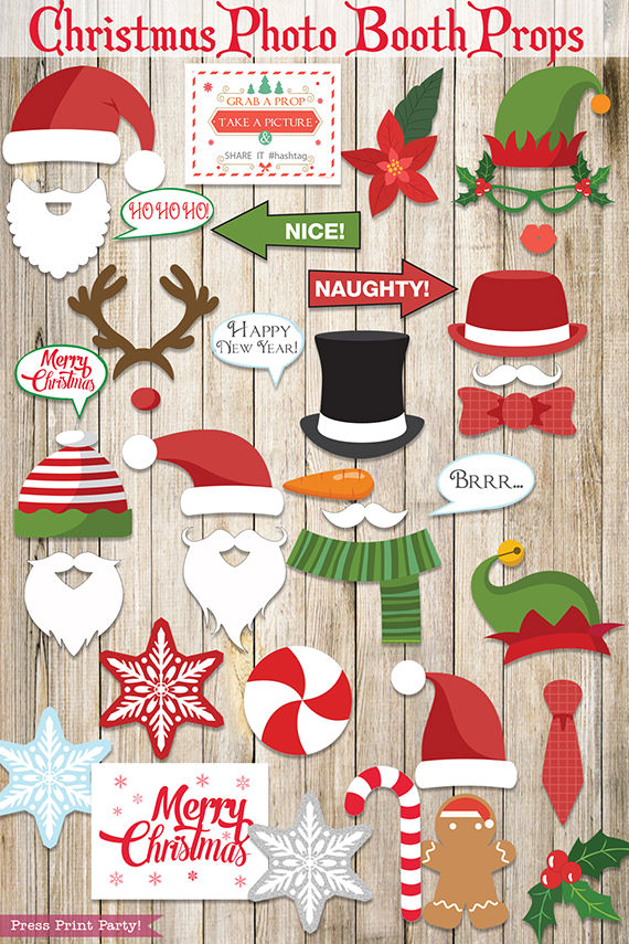 38PCS Christmas Photography Props Funny Christmas Photo Props for Selfie Props Merry Christmas Party Pose Sign and New Year Party Photo Supplies for Kids and Adults Xmas Theme DIY Christmas Photo Booth Props 