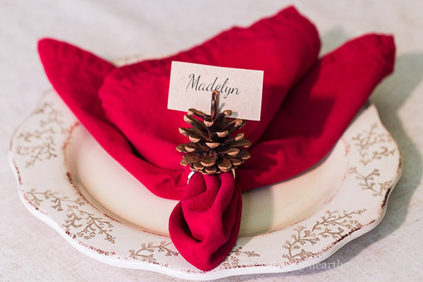 pinecone napkin ring thanksgiving place card holder craft diy