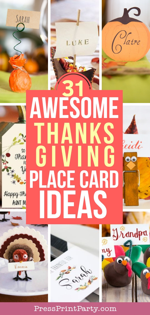 31 awesome thanksgiving place cards, crafts and printables. Press Print Party!