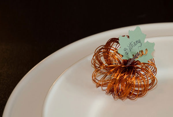 Wire mini pumpkin place card holder craft diy