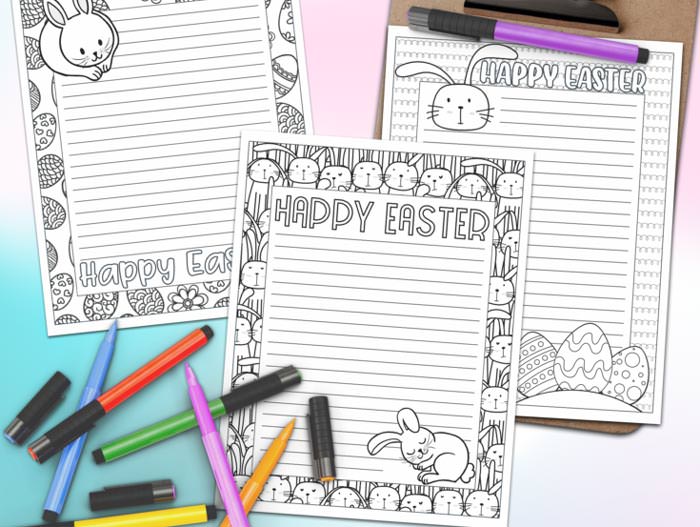 Easter free printable coloring stationary
