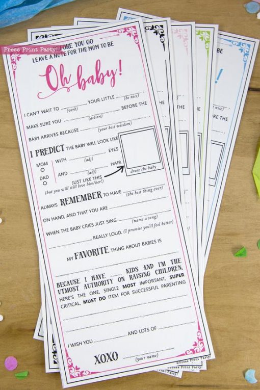 Baby Shower Mad Libs Advice Card, Baby Girl