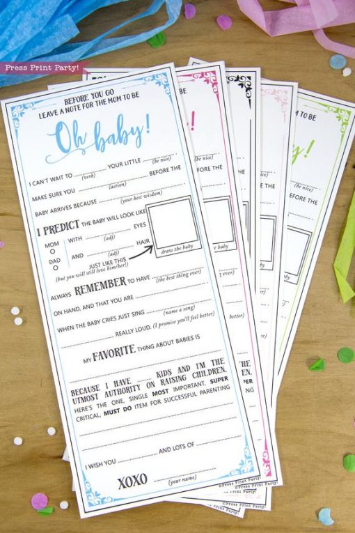 Baby Shower MadLibs Advice Card, Baby Boy