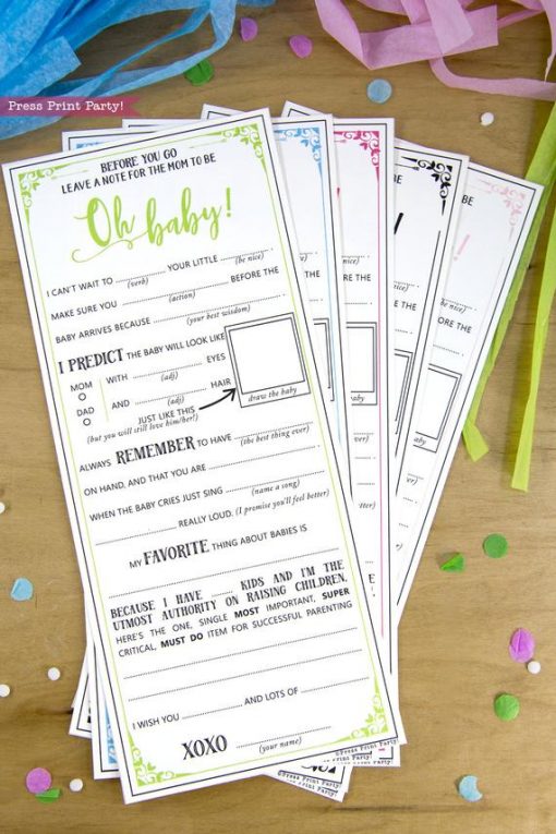 Baby Shower MadLibs Advice Card, Baby Girl or boy