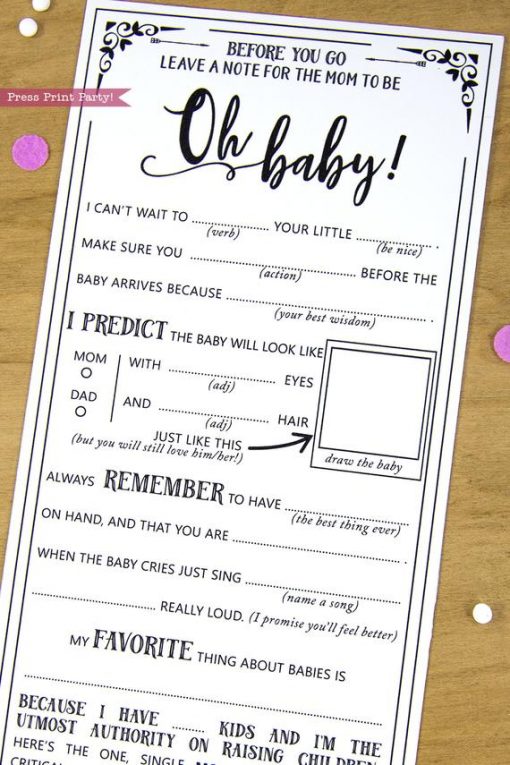 Baby Shower MadLibs Advice Card, Boho Baby Shower