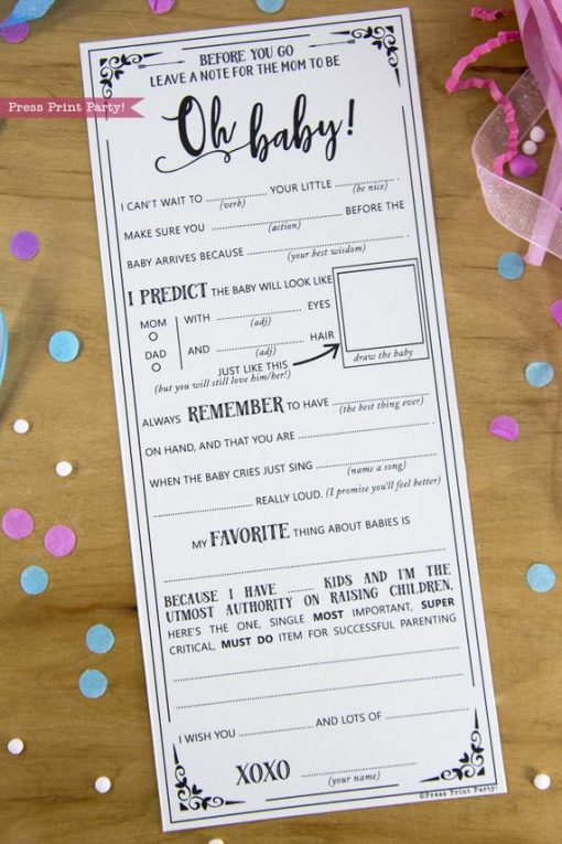 Baby Shower MadLibs Advice Card, Boho Baby Shower