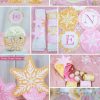 Winter Onederland first birthday party favor box in gold and pink snowflakes - Press Print Party!