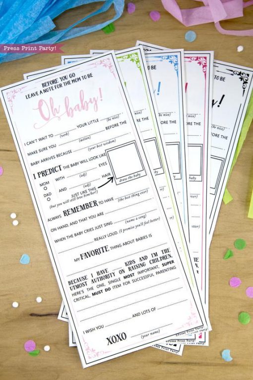 Girl Baby Shower Game Mad Libs Advice Card, Mom to be Printable