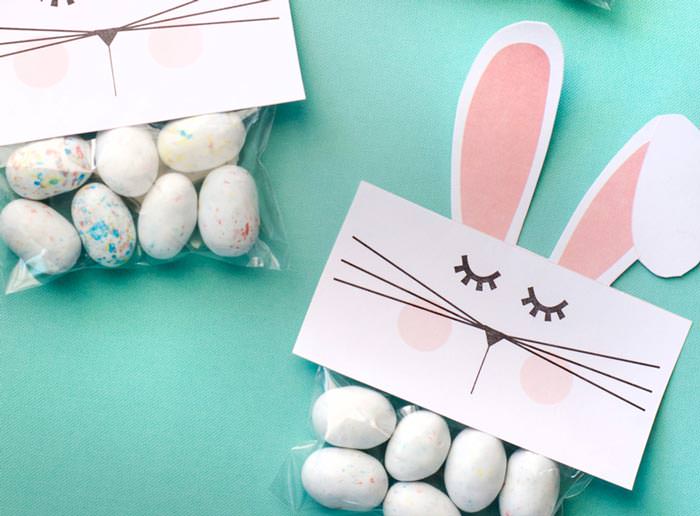 Free bunny Easter treat bag topper printables