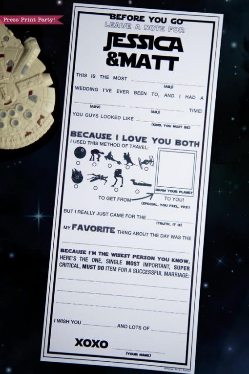 Star Wars Wedding Mad Libs Printables, Marriage Advice Cards