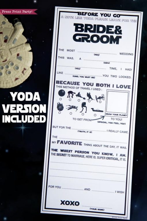 Star Wars Wedding Mad Libs Printables, Marriage Advice Cards