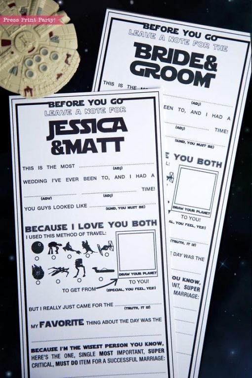 Star Wars Wedding Mad Libs Printables, Marriage Advice Cards