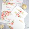 4 Thank you card templates printable with peach watercolor flowers and editable with your own text. w. printable envelope - Press Print Party!