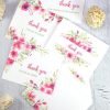 4 Thank you card templates printable with pink watercolor flowers and editable with your own text. w. printable envelope - Press Print Party!