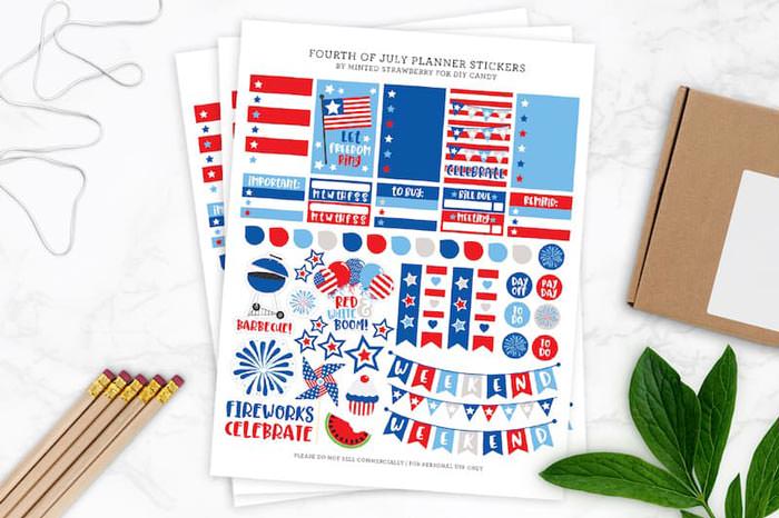 Free 4th of july planner stickers