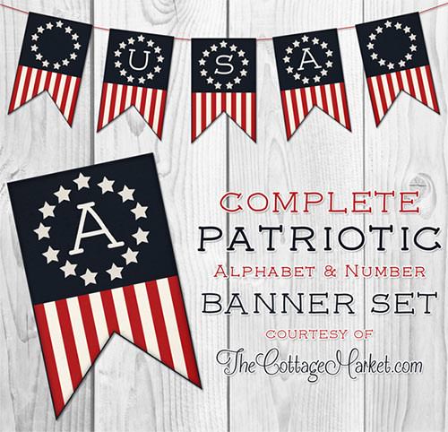 free patriotic banner set red white and blue