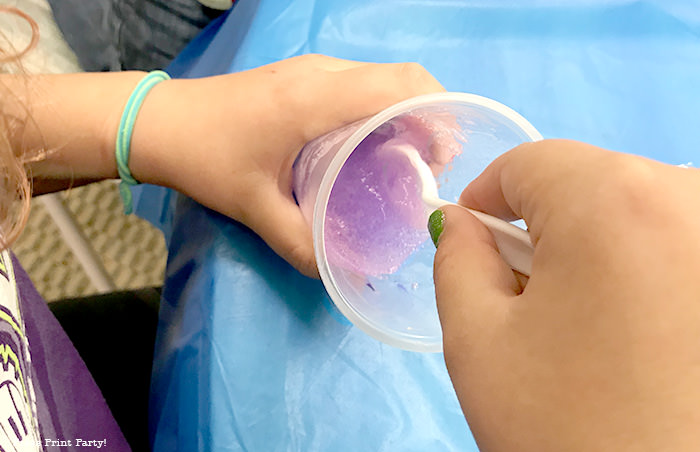 Stirring slime in cup