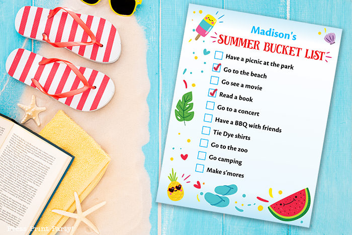 Free Summer Bucket list printable. Summer to do list Press Print Party!