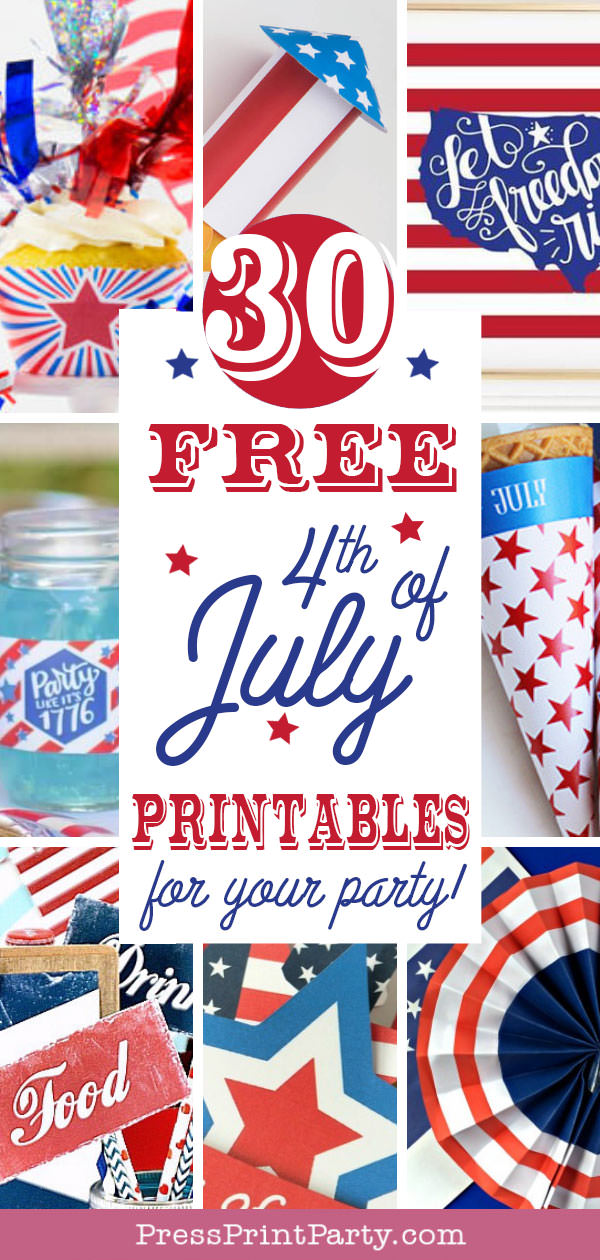 30 free 4th of July Printables for your party -Press Print Party!