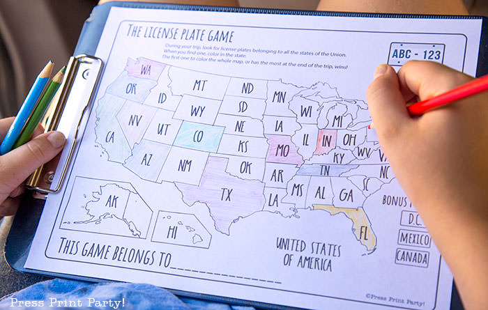 License plate game free printable download