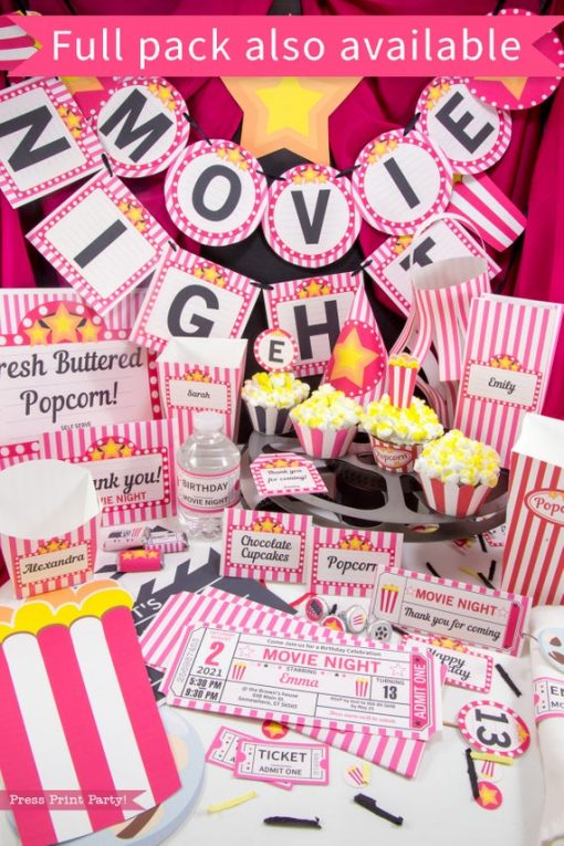 movie night party printables available in full package download