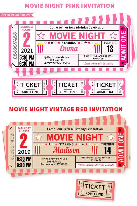 Free Printable Ticket Stub Invitations