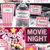 Full set of Movie Night party printables download PINK - Press Print Party!