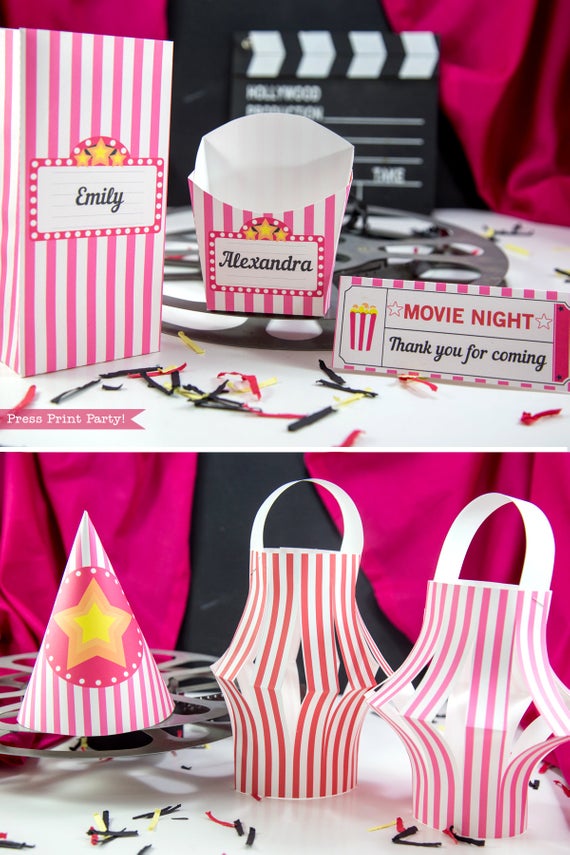 Movie Night Party Printable Pack, PINK - Press Print Party!