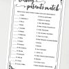 Disney parent match game baby shower game printable games instant download Press Print Party!