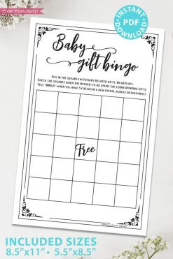 Baby gift bingo game baby shower game printable games instant download Press Print Party!