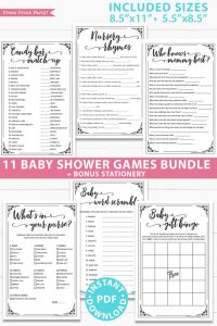11 Rustic Baby Shower Games Printable Package - Press Print Party!