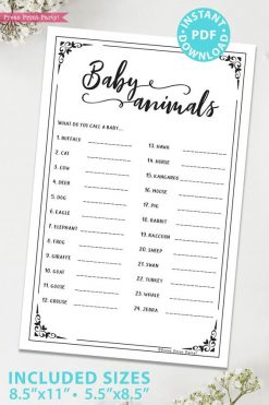 Baby animal game baby shower game printable games instant download Press Print Party!