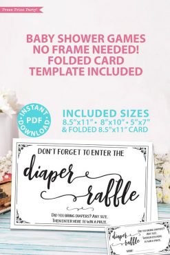 diaper raffle - sign and tickets - game baby shower game printable games instant download Press Print Party!