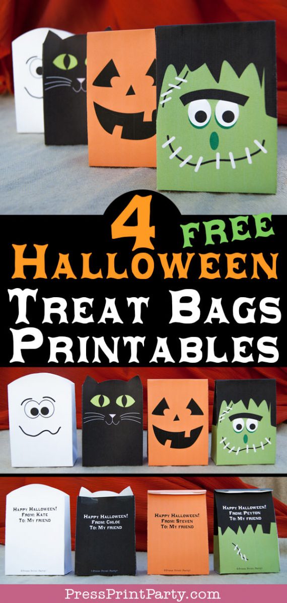 4 Free Halloween Treat Bags Printables by Press Print Party!