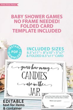 Guess How Many Game Sign Printable, w Editable Text for Items & Container Baby Shower Sign Printable, With Editable Name game baby shower game printable sign instant download Press Print Party!