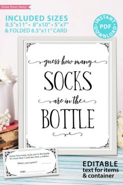 Guess How Many Game Sign Printable, w Editable Text for Items & Container Baby Shower Sign Printable, With Editable Name game baby shower game printable sign instant download Press Print Party!