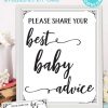 Please share your best baby advice - mom advice card - sign and card - game baby shower game printable games instant download Press Print Party!