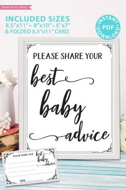 Please share your best baby advice - mom advice card - sign and card - game baby shower game printable games instant download Press Print Party!