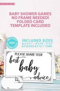 Please share your best baby advice - mom advice card - sign and card - game baby shower game printable games instant download Press Print Party!